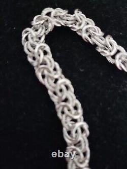 Judith Ripka 925 Sterling Silver Verona Heart CZ Byzantine Chain Bracelet 7.5