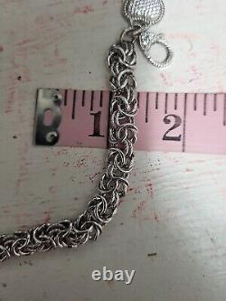 Judith Ripka 925 Sterling Silver Verona Heart CZ Byzantine Chain Bracelet 7.5