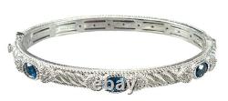Judith Ripka Sterling Silver Blue Topaz & Cubic Zirconia Bracelet 7