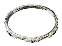 Judith Ripka Sterling Silver Blue Topaz & Cubic Zirconia Bracelet 7