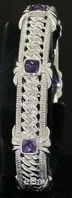 Judith Ripka Sterling silver 2.0CT amethyst hinged cuff bracelet