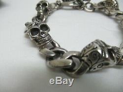 KING BABY Day of Dead Integrated SKULL BRACELET Solid 925 Sterling Silver $1310+