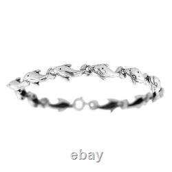 Kabana925 Sterling Silver Dolphin Link Bracelet 7.25 Inches