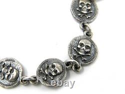 King Baby Studio Womens Silver Skull and Crossbones Coins Link Bracelet NWT