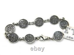 King Baby Studio Womens Silver Skull and Crossbones Coins Link Bracelet NWT
