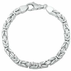 King Bracelet 0 1/4in Solid 925 Sterling Silver Diamond-Cut Ladies Men's