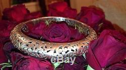 Konstantino Sterling Silver Filigree Etched Floral Oval Hinge Bangle Bracelet