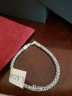 LAGOS Caviar Sterling Silver 4mm Rope Bracelet Spacers 7.25 NWT