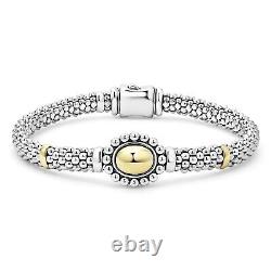 LAGOS High Bar Gold Caviar Oval Dome Beaded Rope Bracelet in Sterling Silver