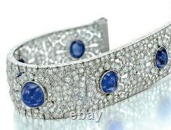 Lab Created Cabochon & White CZ Handmade Bracelet 925 Sterling Silver Jewelry