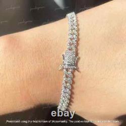 Lab Created Diamond 6MM Cuban Link Chain Men's Bracelet 8 925 Sterling Silver