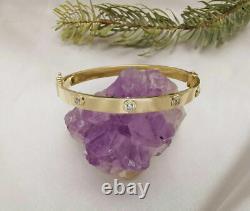 Lab Created Diamond Women's Bangle Bracelet 2Ct Round Cut 14K Yellow Gold Over