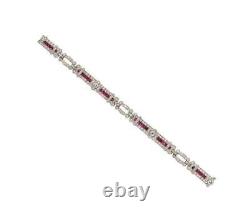 Lab Ruby Bracelet 925 Sterling Silver Elegant Evening Wear Jewelry