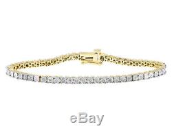 LadiesTwo Tone Gold Finish 1 Row Genuine Round Diamond Tennis Bracelet 0.25 ct