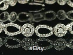 Ladies 14K White Gold Over 7Ct Round VVS1 Diamond Halo Link Bracelet 7.25inches