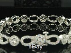 Ladies 14K White Gold Over 7Ct Round VVS1 Diamond Halo Link Bracelet 7.25inches