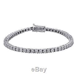 Ladies 1 Row Diamond Tennis Fanook Bracelet. 925 Sterling Silver 7 0.20 Ct