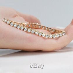 Ladies Birthday Gift 6.00 CT Diamond Tennis Bracelet 7 14K Yellow Gold Over