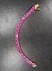 Ladies Gold-plated Sterling Silver Link Bracelet Withhot Pink Triangular Stones
