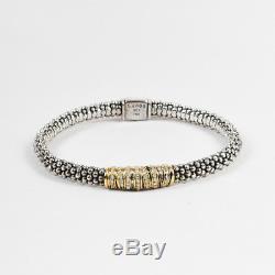 Lagos 18K Yellow Gold Sterling Silver Caviar Diamond Embrace 6mm Bracelet