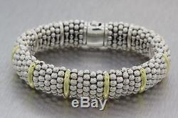 Lagos Caviar 18k Yellow Gold Sterling Silver 15mm Wide Beaded Ball Bracelet M8