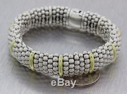 Lagos Caviar 18k Yellow Gold Sterling Silver 15mm Wide Beaded Ball Bracelet M8