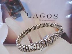 Lagos Caviar Signature 10 Dividers Beaded Sterling Silver Bracelet 9mm