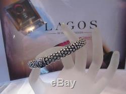 Lagos Caviar Signature 10 Dividers Beaded Sterling Silver Bracelet 9mm