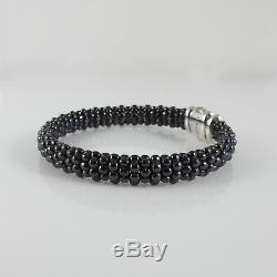 Lagos Sterling Silver 18k 9mm Black Caviar Beaded Bracelet