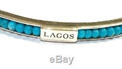 Lagos Sterling Silver Caviar Icon Turquoise Bangle Bracelet