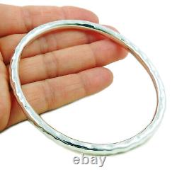 Large Hallmarked 925 Sterling Silver Oval Tube Bangle Jewellery for Women