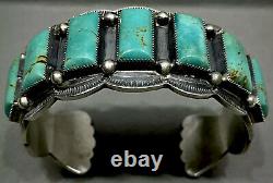 Large Navajo Sterling Silver Turquoise Cuff Bracelet HEAVY & GORGEOUS