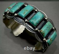 Large Navajo Sterling Silver Turquoise Cuff Bracelet HEAVY & GORGEOUS