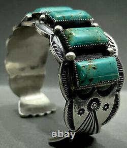 Large Navajo Sterling Silver Turquoise Cuff Bracelet HEAVY & GORGEOUS