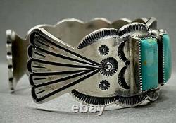 Large Navajo Sterling Silver Turquoise Cuff Bracelet HEAVY & GORGEOUS