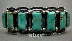 Large Navajo Sterling Silver Turquoise Cuff Bracelet HEAVY & GORGEOUS