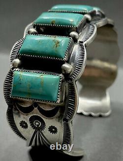 Large Navajo Sterling Silver Turquoise Cuff Bracelet HEAVY & GORGEOUS