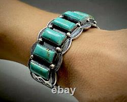 Large Navajo Sterling Silver Turquoise Cuff Bracelet HEAVY & GORGEOUS