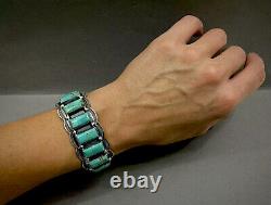 Large Navajo Sterling Silver Turquoise Cuff Bracelet HEAVY & GORGEOUS