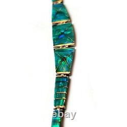 Light Green Fire Opal 950 Sterling Silver Chain Tennis Bracelet Designed 7.5