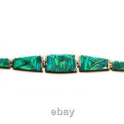 Light Green Fire Opal 950 Sterling Silver Chain Tennis Bracelet Designed 7.5