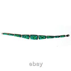Light Green Fire Opal 950 Sterling Silver Chain Tennis Bracelet Designed 7.5