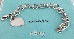 Look Authentic Estate Tiffany & Co Sterling Silver 925 Heart Tag Link Bracelet