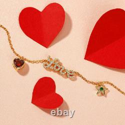 Love Bolo Bracelet 2Ct Diamond & Garnet Heart Cut In 14K Yellow Gold Finish