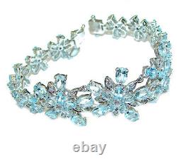 Luxury Genuine Aquamarine handmade stretch Bracelet
