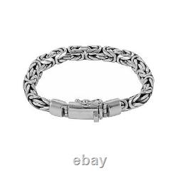 MENS Chain Bracelet BYZANTINE 8 MM Chunky Solid 925 Sterling Silver