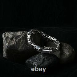 MENS Chain Bracelet BYZANTINE 8 MM Chunky Solid 925 Sterling Silver