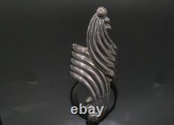 MEXICO 925 Sterling Silver Vintage Heavy Fluted Bypass Cuff Bracelet BT8121