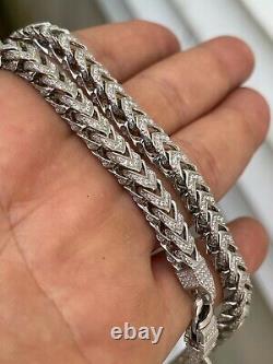MOISSANITE Mens Real 925 Silver Men's Franco Bracelet ICED Passes Diamond Tester