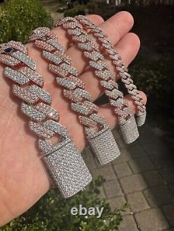 MOISSANITE Real Miami Cuban Link Prong Bracelet Iced 14k Rose Gold & 925 Silver